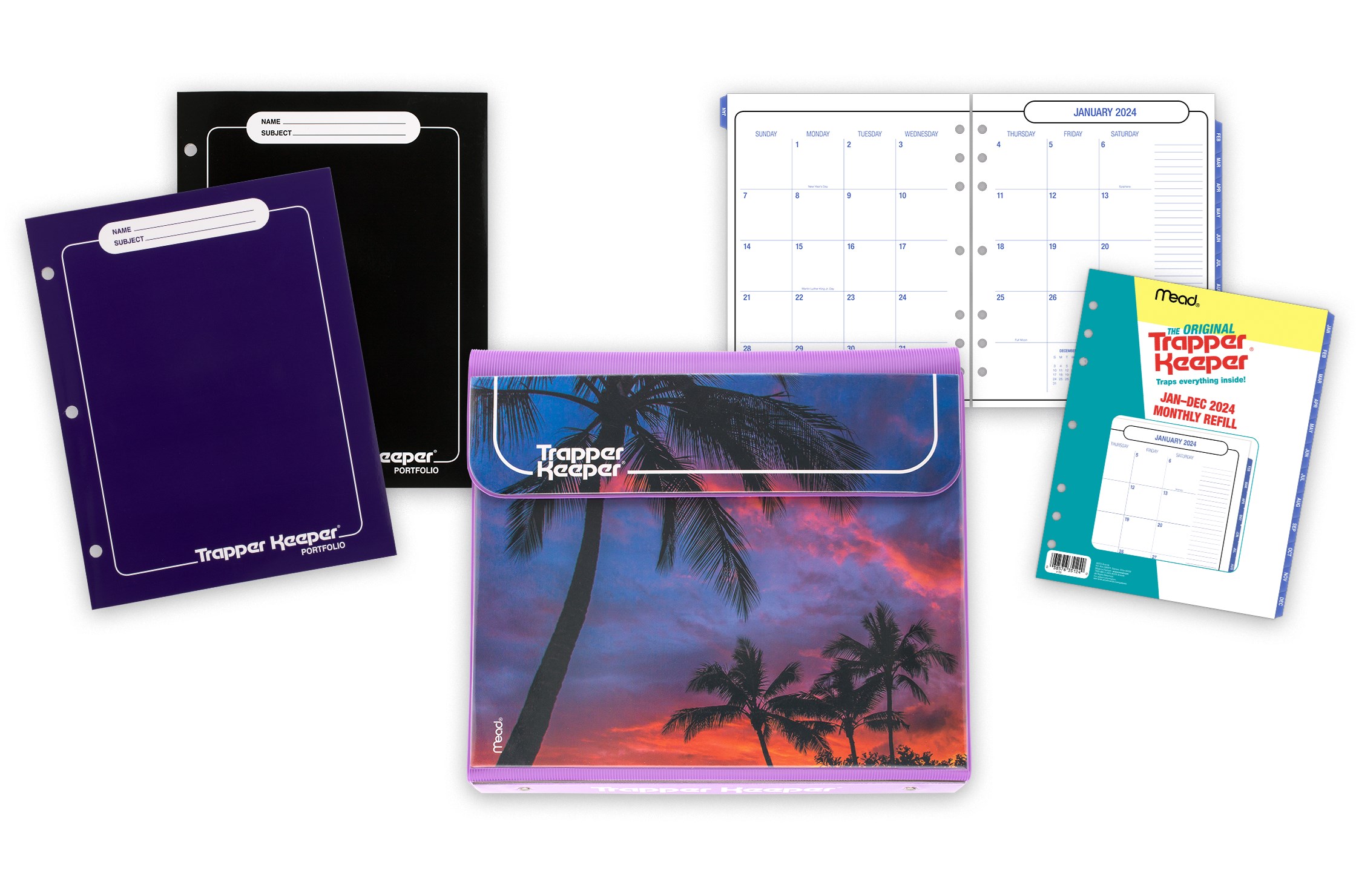 Trapper Keeper® 2024 Monthly Planning Bundle, Palm Trees, Folio Size